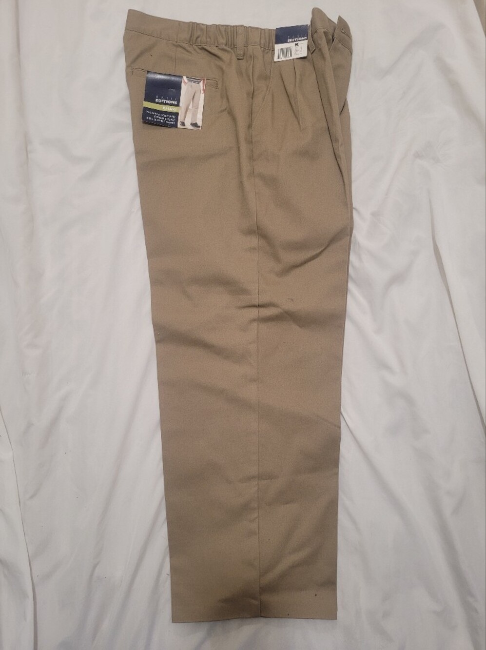 Basic Editions Men's Elastic Waist Tan Chino Pants